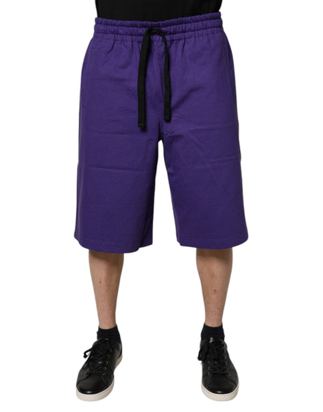 Dolce & Gabbana Purple Cotton Men Bermuda Sweatshorts Shorts Dolce & Gabbana