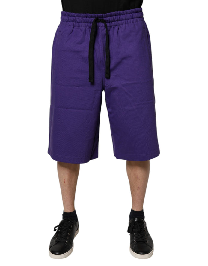 Dolce & Gabbana Purple Cotton Men Bermuda Sweatshorts Shorts Dolce & Gabbana