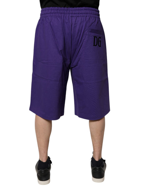 Dolce & Gabbana Purple Cotton Men Bermuda Sweatshorts Shorts Dolce & Gabbana