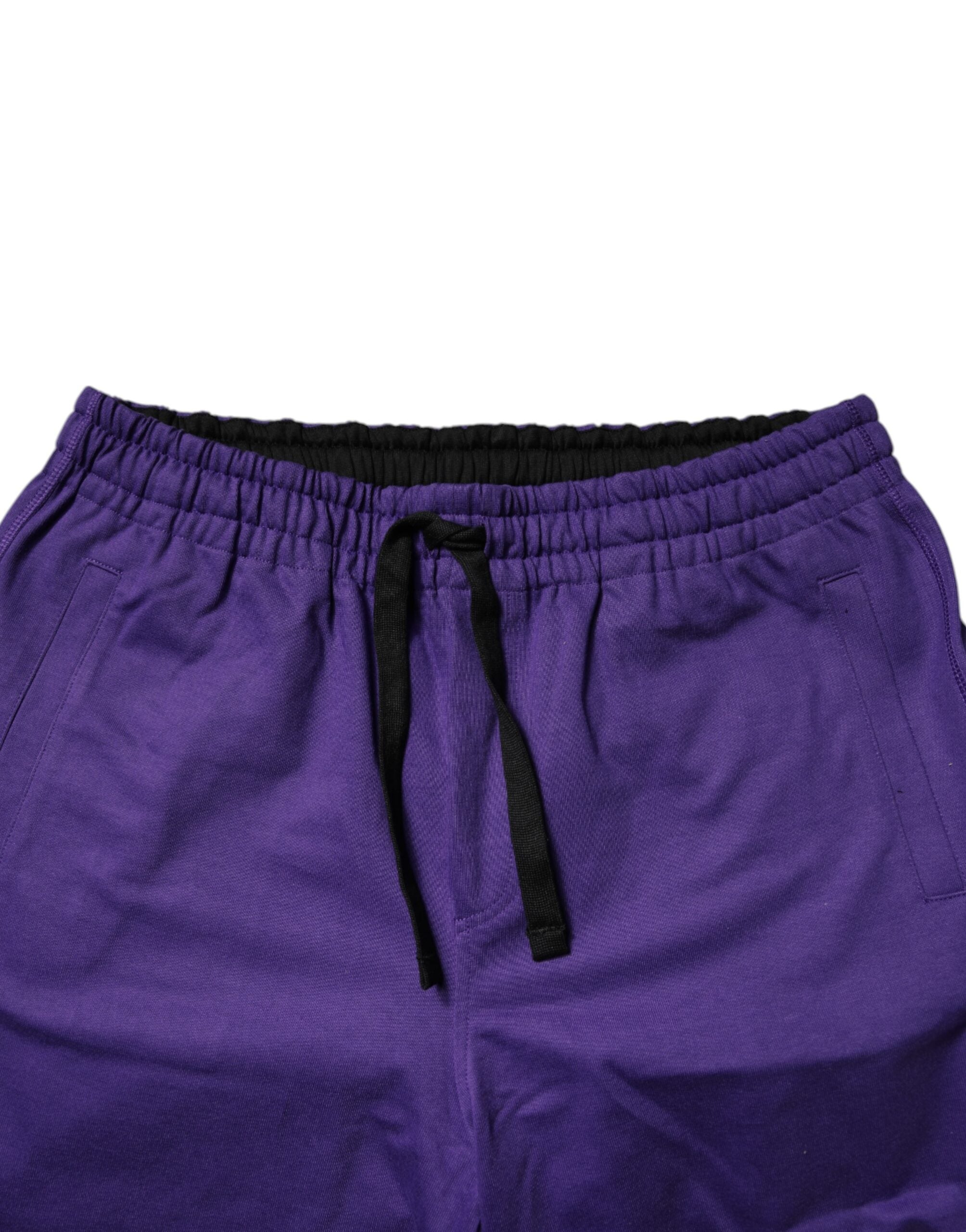 Dolce & Gabbana Purple Cotton Men Bermuda Sweatshorts Shorts Dolce & Gabbana