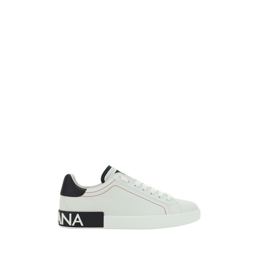 Dolce & Gabbana White Calf Leather Bos Taurus Low Top Sneakers Dolce & Gabbana