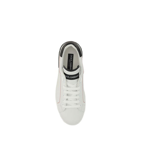 Dolce & Gabbana White Calf Leather Bos Taurus Low Top Sneakers Dolce & Gabbana