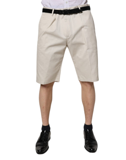 Dolce & Gabbana Beige Cotton Stretch Mid Waist Bermuda Shorts Dolce & Gabbana
