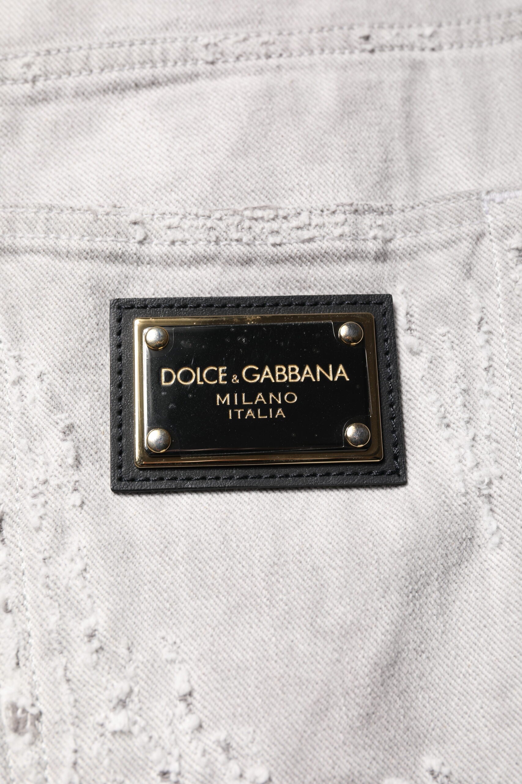 Dolce & Gabbana Light Gray Tattered Men Denim Bermuda Shorts Dolce & Gabbana