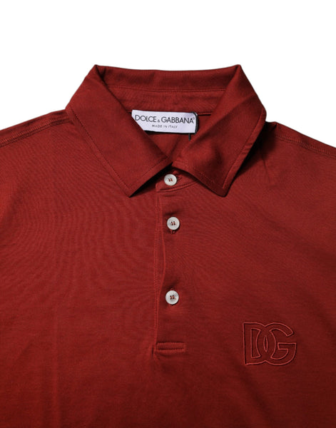 Dolce & Gabbana Red Cotton DG Logo Collared Men Polo T-shirt Dolce & Gabbana