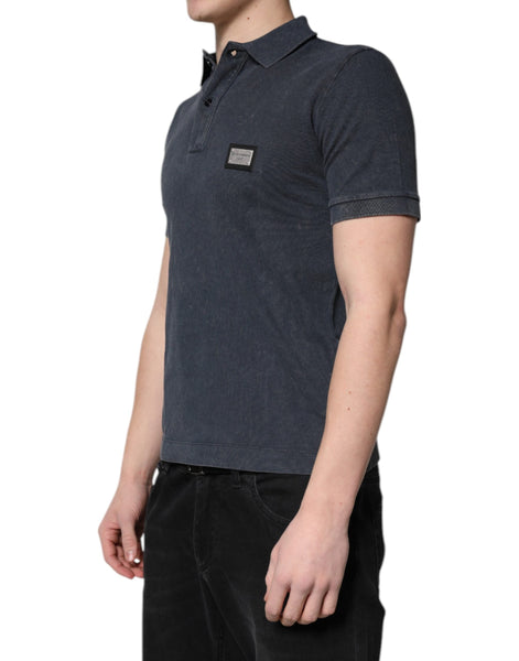Dolce & Gabbana Dark Blue Logo Plaque Cotton Men Polo Shirt T-shirt Dolce & Gabbana
