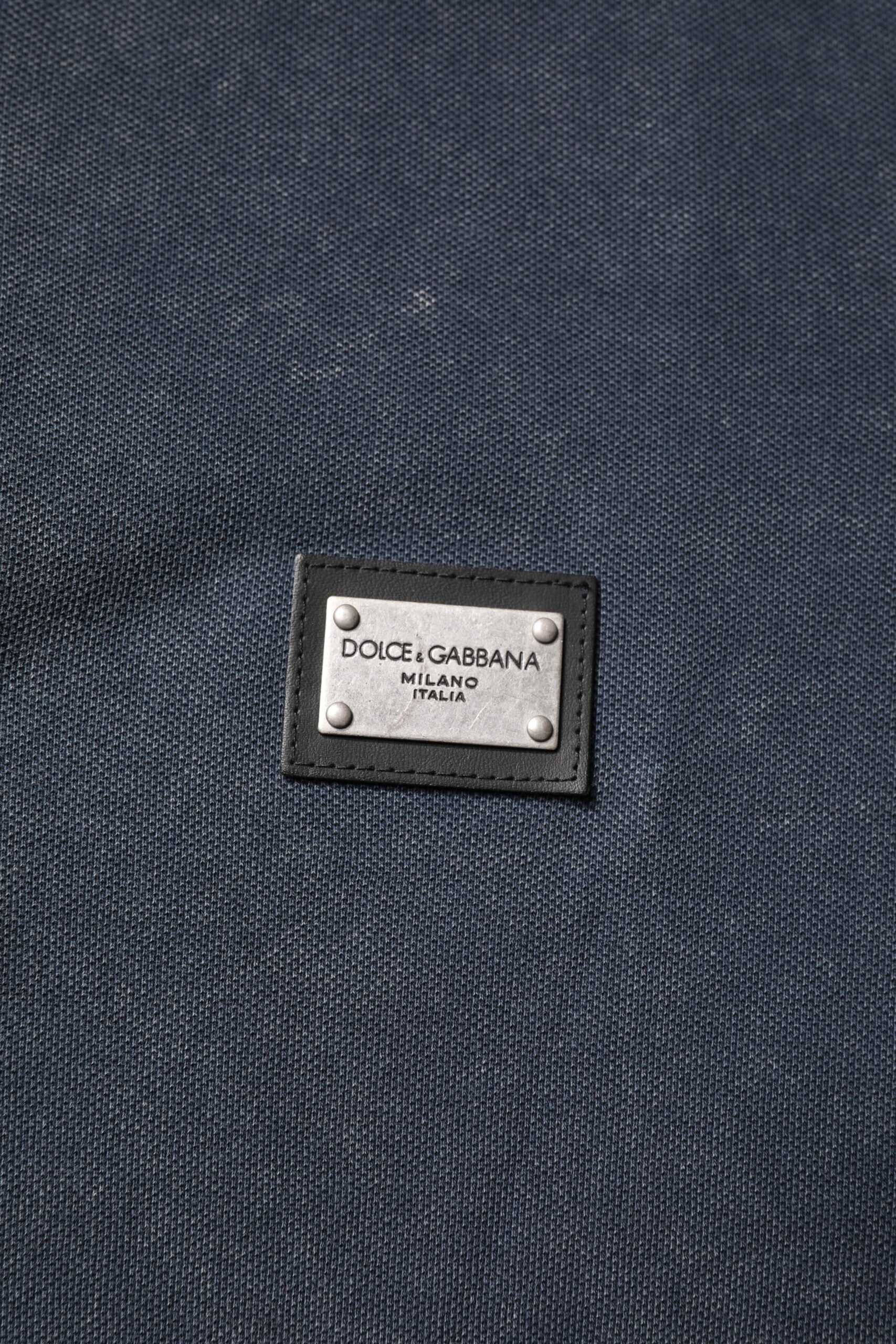 Dolce & Gabbana Dark Blue Logo Plaque Cotton Men Polo Shirt T-shirt Dolce & Gabbana