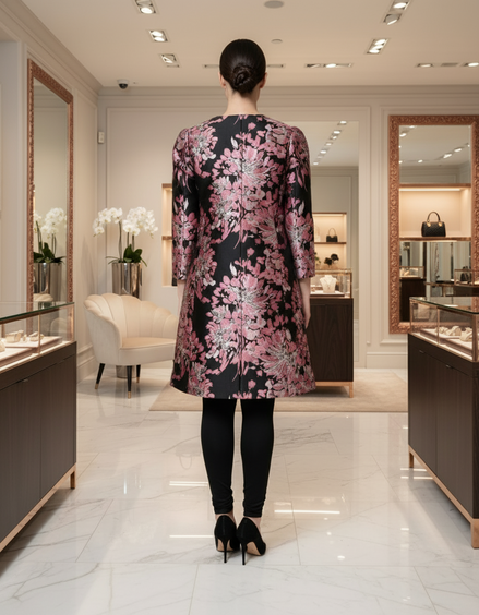 Dolce & Gabbana Pink Black Floral Brocade Trenchcoat Jacket Dolce & Gabbana