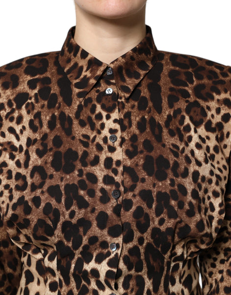 Dolce & Gabbana Brown Leopard Silk Button Down Coat Jacket Dolce & Gabbana