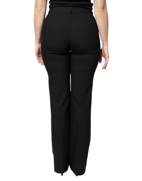 Dolce & Gabbana Black Wool High Waist Boot Cut Dress Pants Dolce & Gabbana
