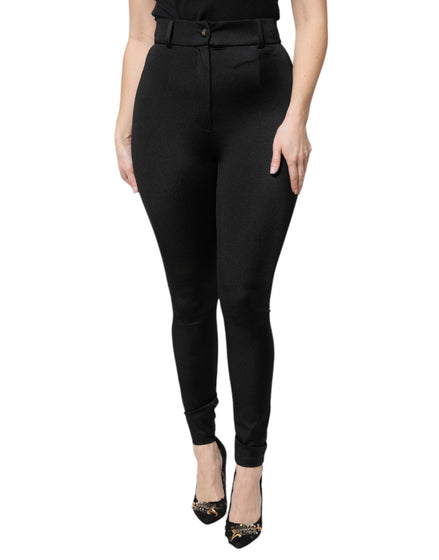 Dolce & Gabbana Black Nylon High Waist Slim Fit Pants Dolce & Gabbana