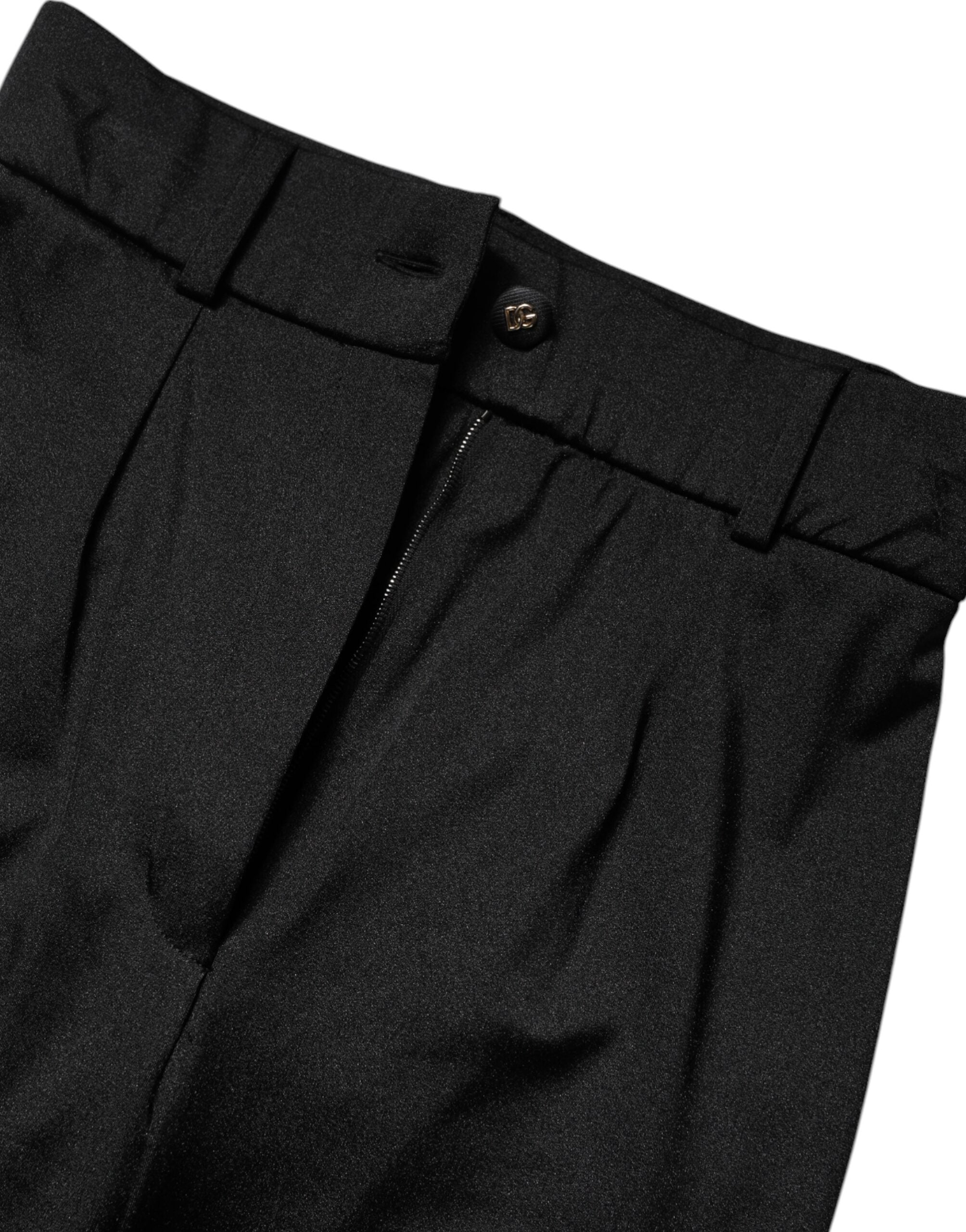 Dolce & Gabbana Black Nylon High Waist Slim Fit Pants Dolce & Gabbana