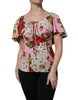 Dolce & Gabbana Pink Floral Silk Short Sleeves Blouse Top Dolce & Gabbana