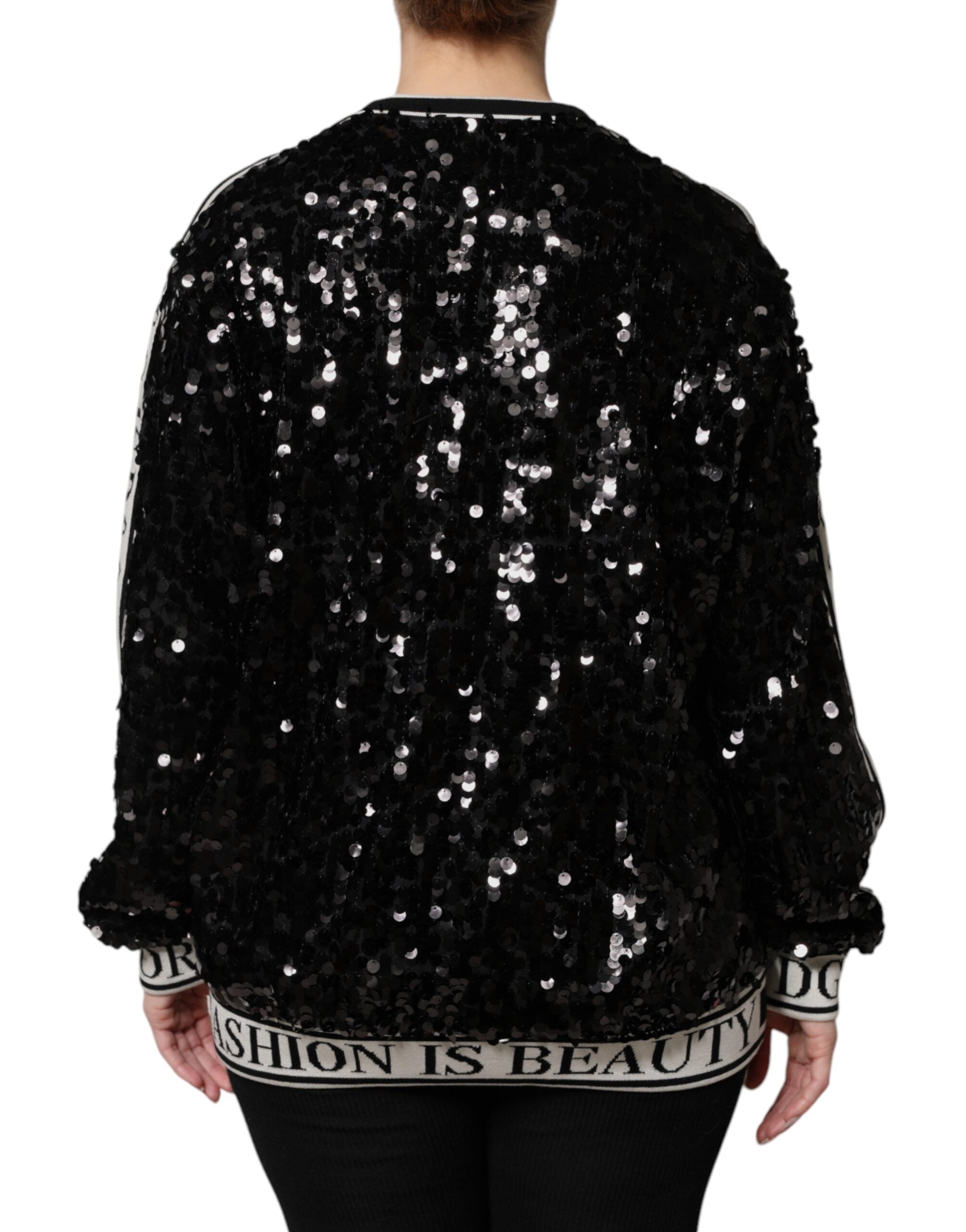 Dolce & Gabbana Black DG Queen Sequin Pullover Sweater Dolce & Gabbana
