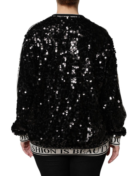 Dolce & Gabbana Black DG Queen Sequin Pullover Sweater Dolce & Gabbana