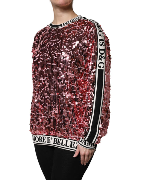 Dolce & Gabbana Pink DG Queen Sequin Pullover Sweater Dolce & Gabbana