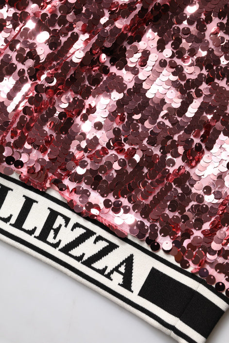 Dolce & Gabbana Pink DG Queen Sequin Pullover Sweater Dolce & Gabbana