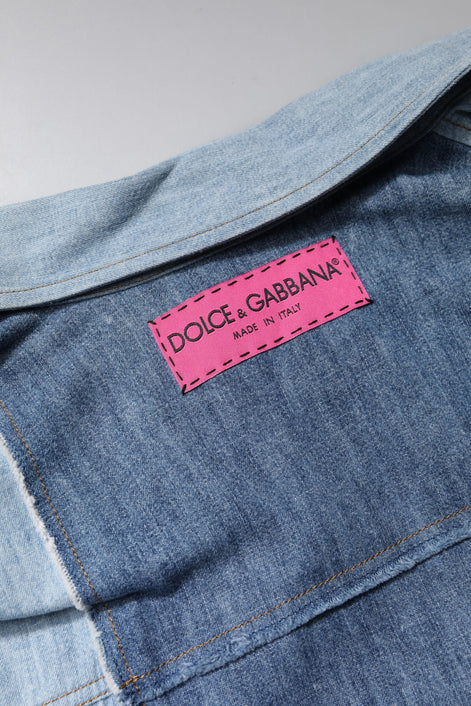 Dolce & Gabbana Blue Cotton Button Up Collared Long Sleeve Top Dolce & Gabbana