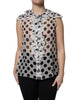 Dolce & Gabbana White Black Polka Dot Cotton Sleeveless Top Dolce & Gabbana