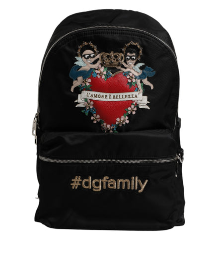 Sac à dos Dolce &amp; Gabbana VULCANO en nylon noir orné #DGFAMILY