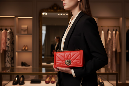 Étui pour téléphone bandoulière matelassé rouge Dolce &amp; Gabbana Devotion avec chaîne