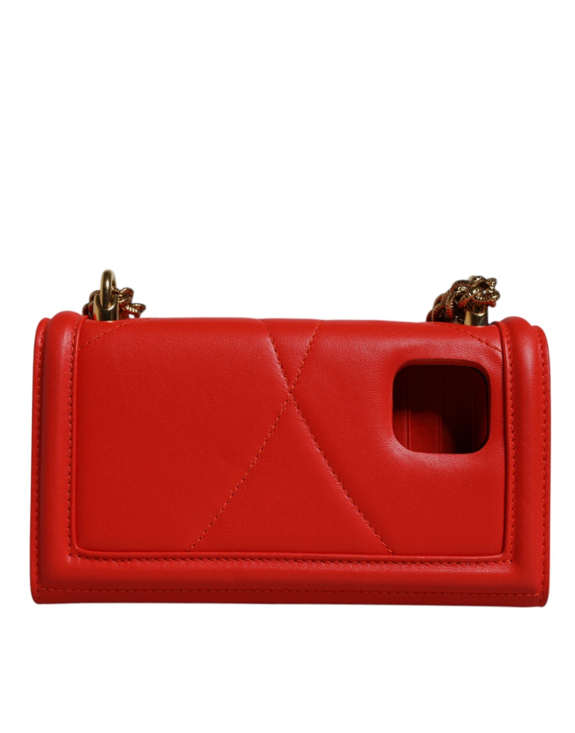 Dolce & Gabbana Red Quilted Devotion Crossbody Chain Phone Cover Bag Dolce & Gabbana
