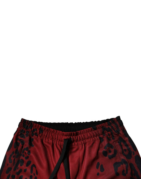 Dolce & Gabbana Red Leopard Print Polyester Men Jogger Pants Dolce & Gabbana