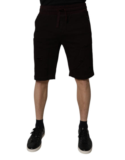 Dolce & Gabbana Maroon Cotton Sweatshorts Men Bermuda Shorts Dolce & Gabbana