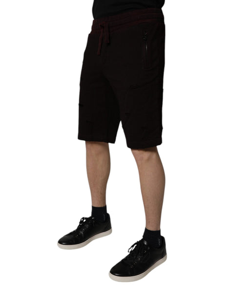 Dolce & Gabbana Maroon Cotton Sweatshorts Men Bermuda Shorts Dolce & Gabbana