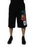 Dolce & Gabbana Black Cotton Logo Floral Print Bermuda Shorts Dolce & Gabbana