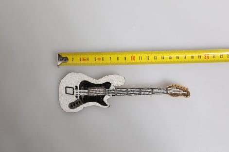 Dolce & Gabbana Gold Brass Logo Beaded Guitar Pin Brooch Dolce & Gabbana