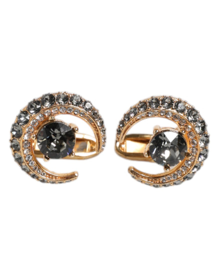 Dolce & Gabbana Brass Gold Black Crystal Luna Cufflink Dolce & Gabbana