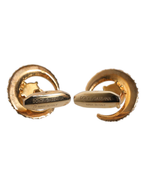 Dolce & Gabbana Brass Gold Black Crystal Luna Cufflink Dolce & Gabbana