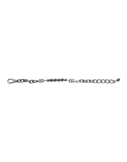 Dolce & Gabbana Silver Tone Chain Lobster Clasp Logo Gray Pearls Bracelet Dolce & Gabbana