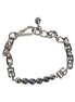 Dolce & Gabbana Silver Tone Chain Lobster Clasp Logo Gray Pearls Bracelet Dolce & Gabbana