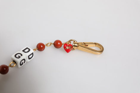 Dolce & Gabbana Multicolor Gold Tone Brass Chain DG Logo Dice Bracelet Dolce & Gabbana