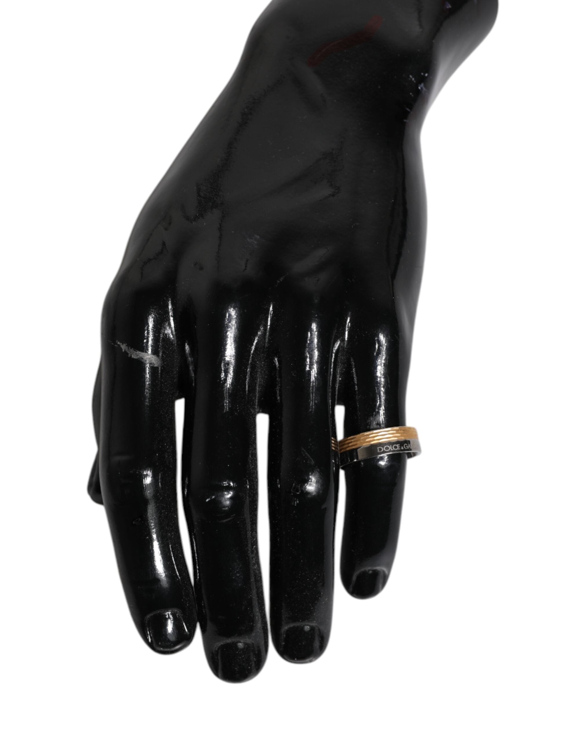 Dolce & Gabbana Gold Silver Tone Real Brass DG Logo Ring Dolce & Gabbana