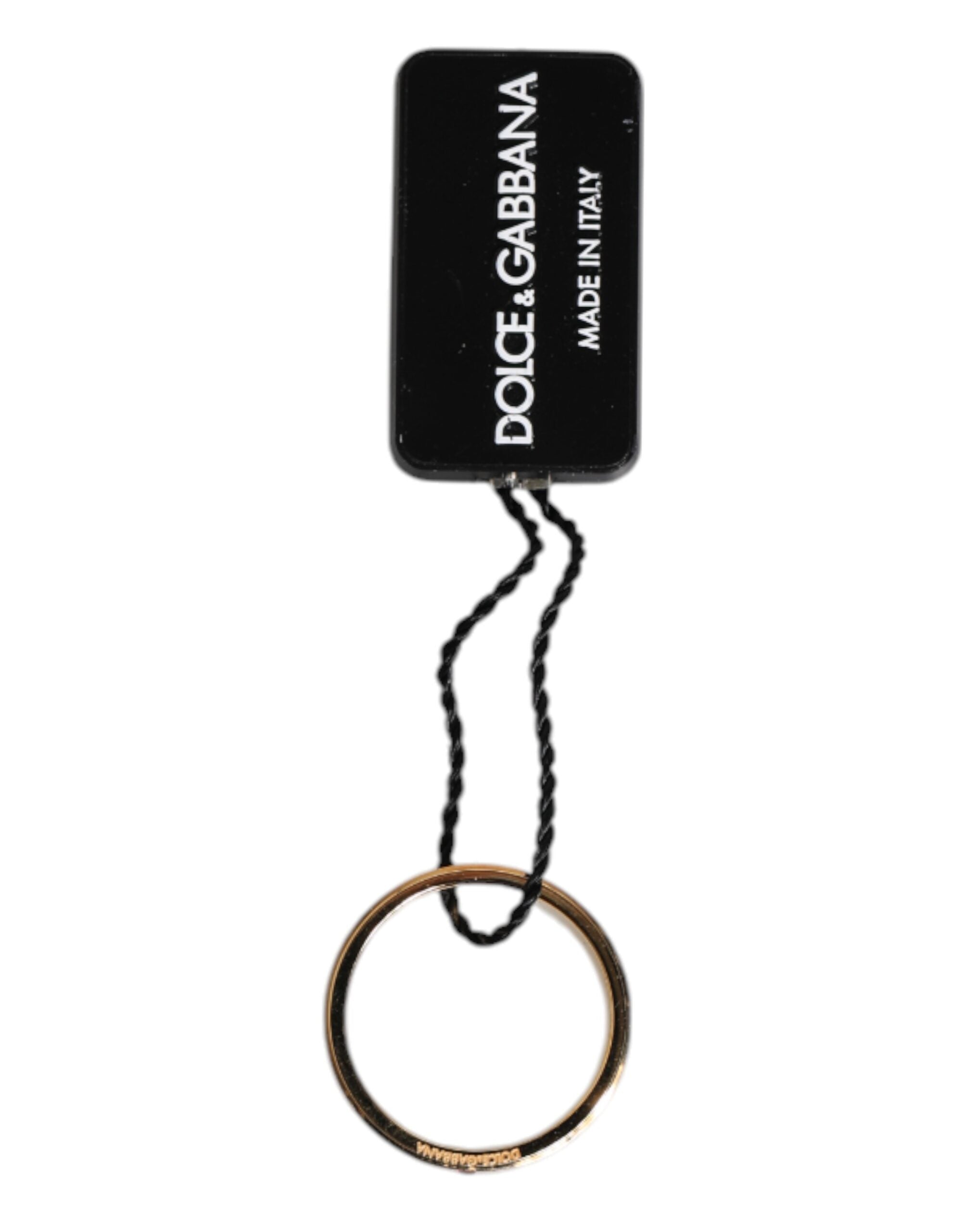 Dolce & Gabbana Gold Tone Brass Red Crystal DG Logo Ring Dolce & Gabbana