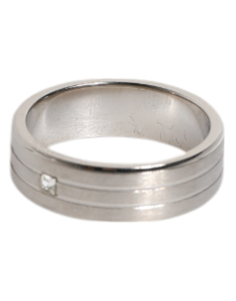 Dolce & Gabbana Silver Tone Brass Clear Crystal DG Logo Ring Dolce & Gabbana