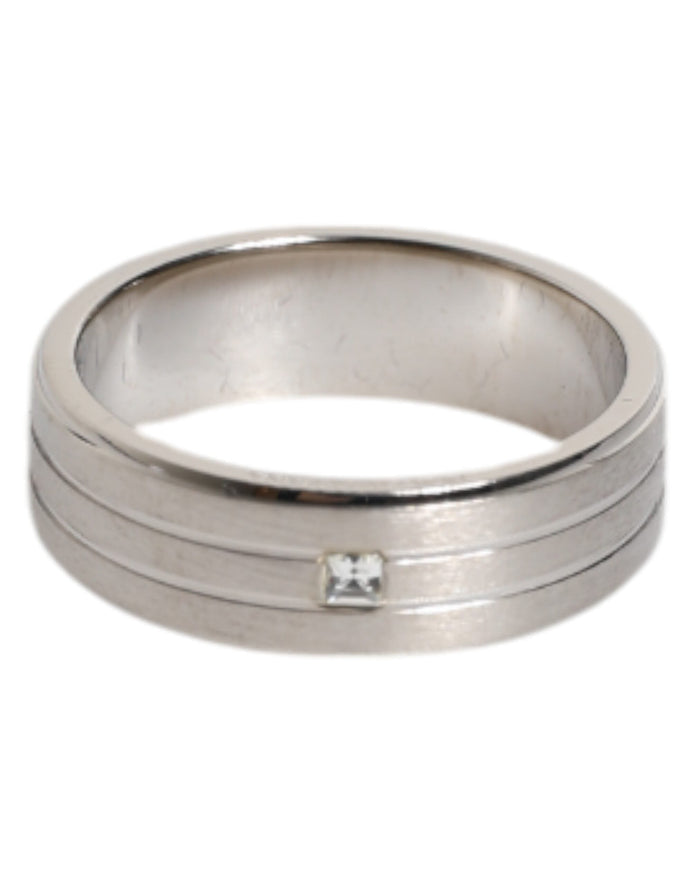 Dolce & Gabbana Silver Tone Brass Clear Crystal DG Logo Ring Dolce & Gabbana