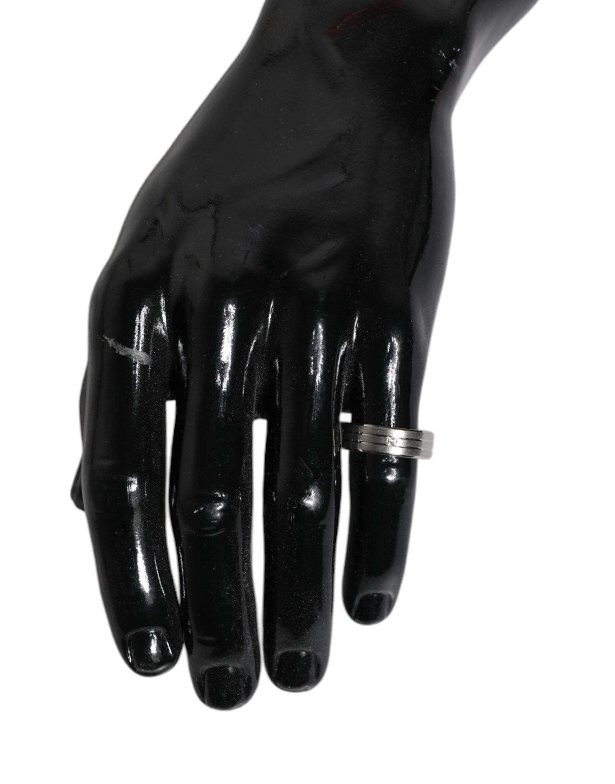 Dolce & Gabbana Silver Tone Brass Clear Crystal DG Logo Ring Dolce & Gabbana