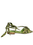 Dolce & Gabbana Green Animal Print Ankle Wrap Sandals Shoes Dolce & Gabbana