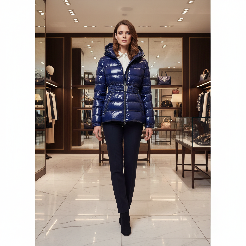 Herno Blue Polyamide Coat Herno