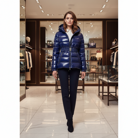 Herno Blue Polyamide Coat Herno