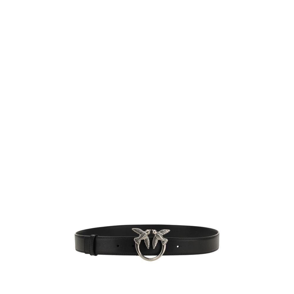 PINKO Black Calf Leather Bos Taurus Regular Belt PINKO