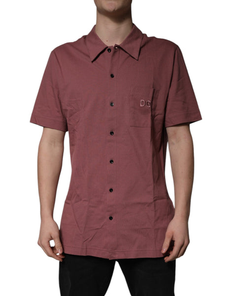 Dolce & Gabbana Dark Pink Button Down Casual Polo Men Shirt Dolce & Gabbana