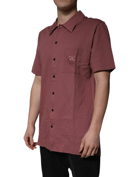 Dolce & Gabbana Dark Pink Button Down Casual Polo Men Shirt Dolce & Gabbana