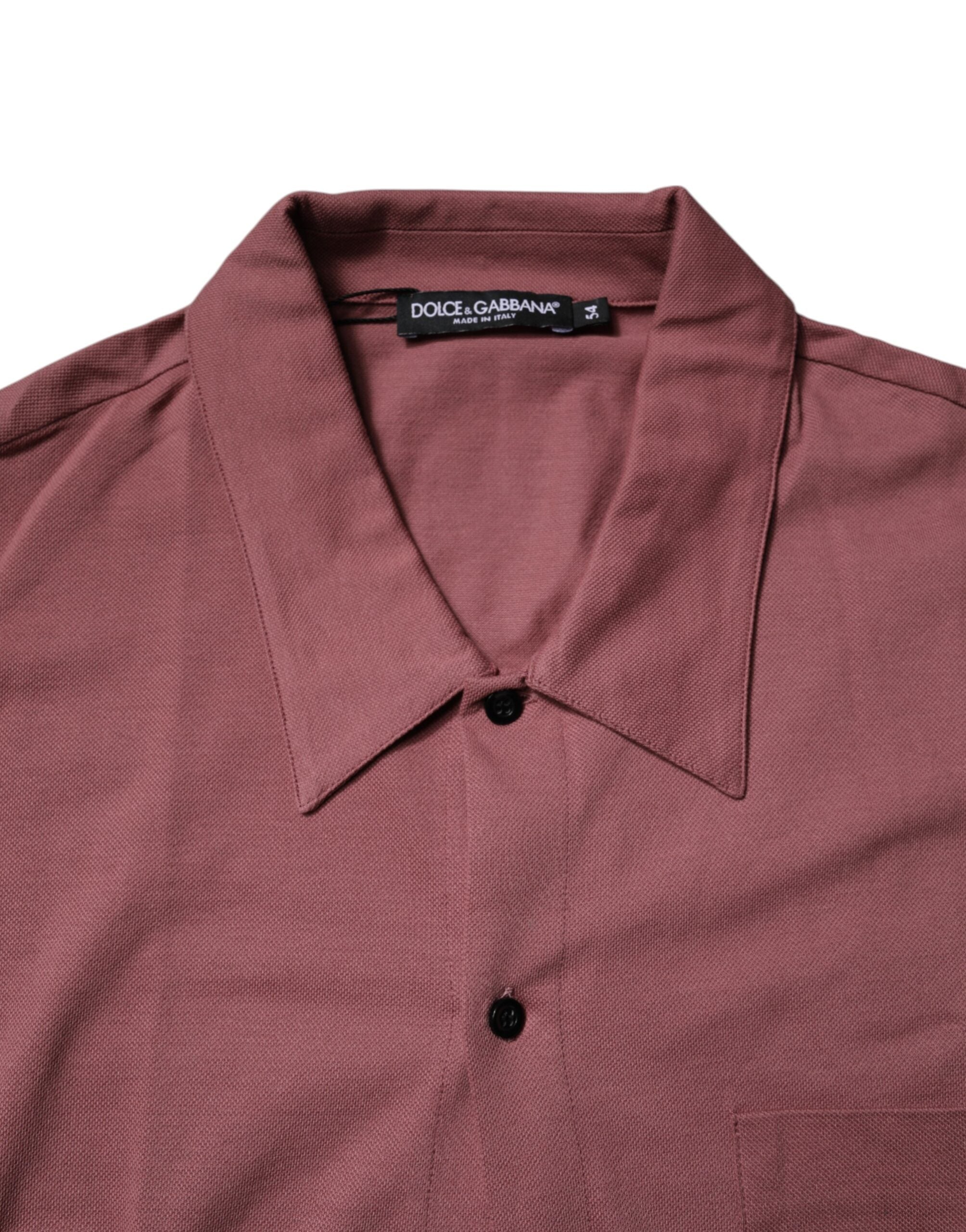 Dolce & Gabbana Dark Pink Button Down Casual Polo Men Shirt Dolce & Gabbana