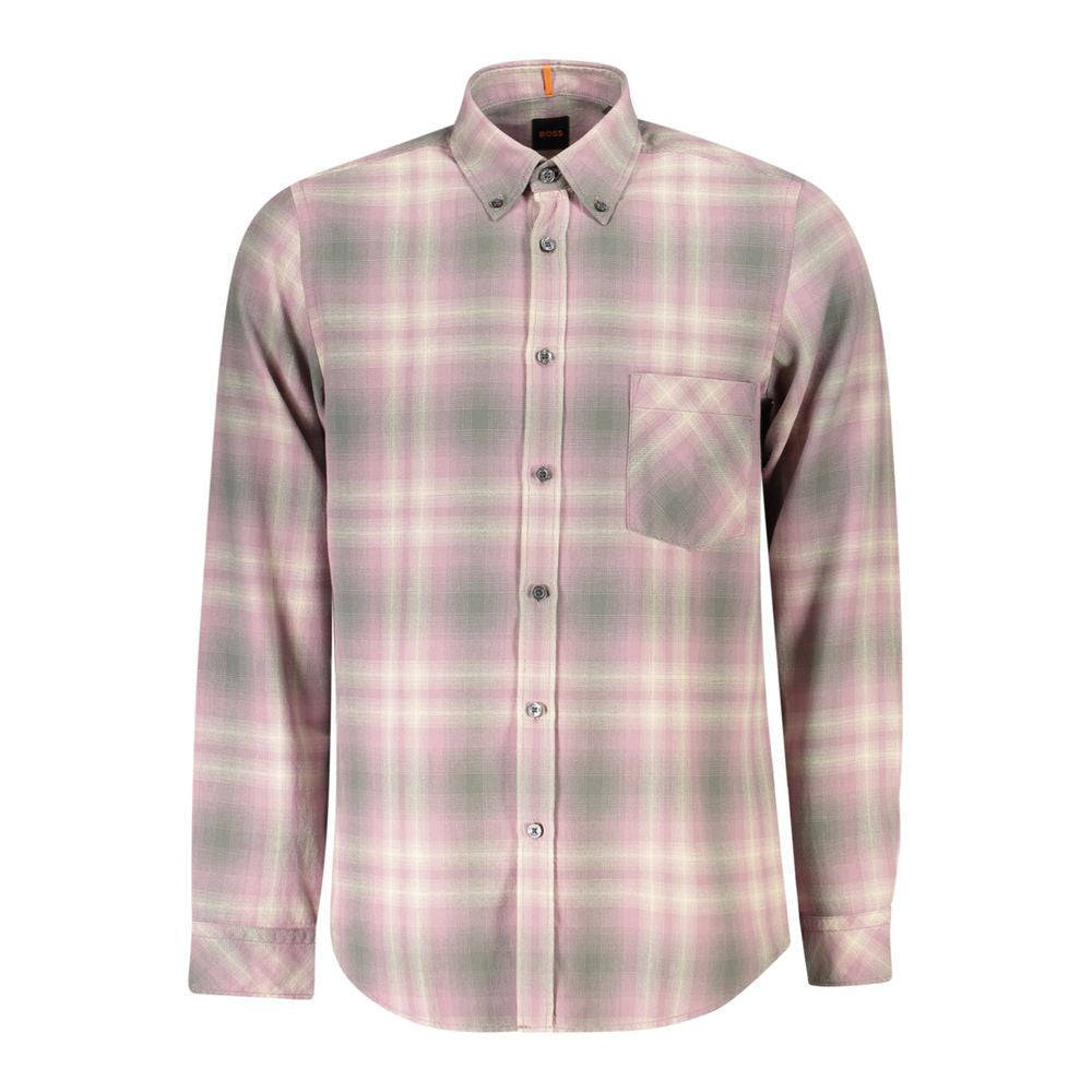 Hugo Boss Pink Cotton Men Shirt Hugo Boss