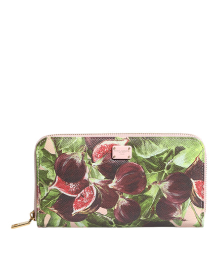 Dolce & Gabbana Multicolor Fig Fruit Dauphine Leather Zip Around Continental Wallet Dolce & Gabbana